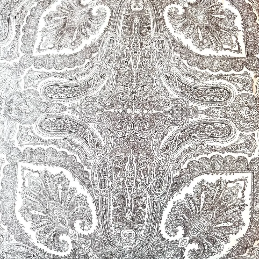 Crate and Barrel Full/Queen Duvet Cover Gray Paisley Reversable 100% Cotton EUC